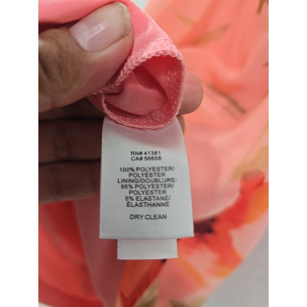 Ralph Lauren Line-A Mini Dress Salmon Floral Sleeveless Resort Party Size 6 - Picture 9 of 9
